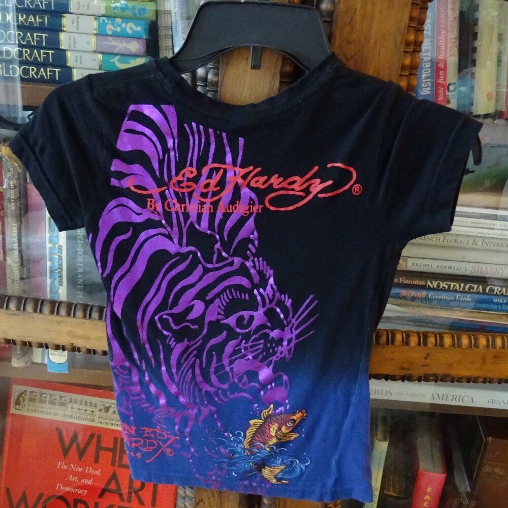 VTG ED HARDY HOLLYWOOD KIDS  girls RHINESTONES crystals TEE gorgeous size 6X